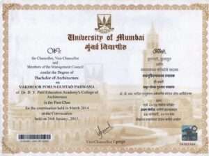 B.Arch Certificate