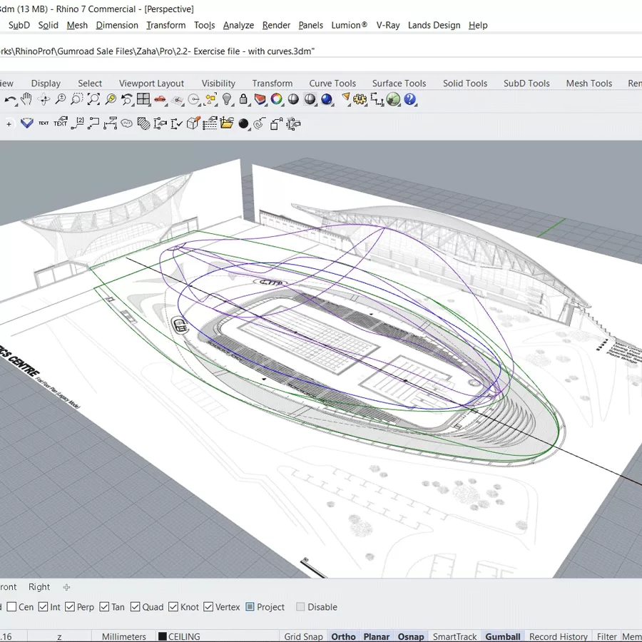 Zaha Hadid London Aquatic Center Rhino Model Free download