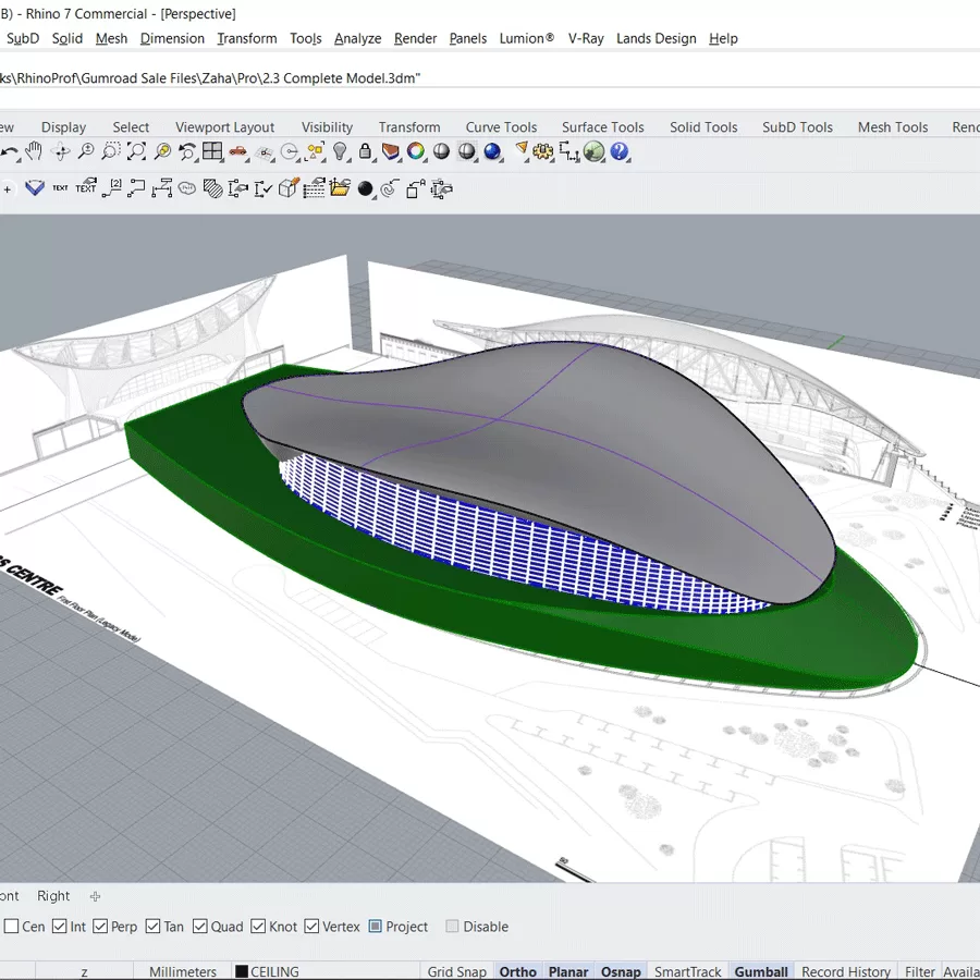 Zaha Hadid London Aquatic Center Rhino Model Free download