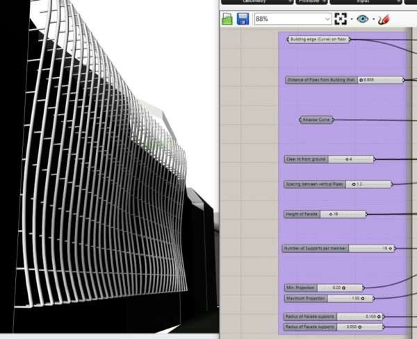 Vertical Pipe Facade using Grasshopper