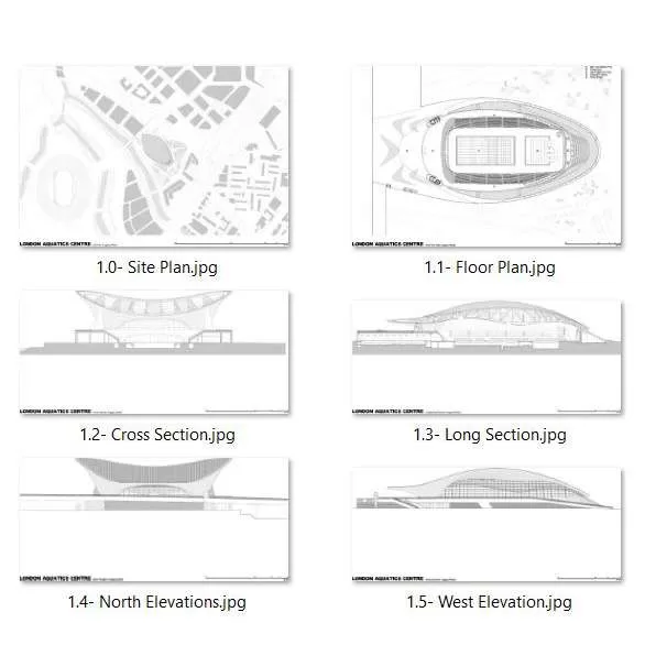 Zaha Hadid London Aquatic Center Drawings Free download jpeg