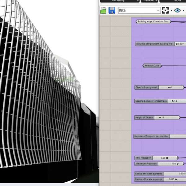 Parametric Wavy Vertical Pipe Facade Grasshopper